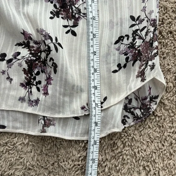 Aritzia Wilfred Floral Flowy Purple Cream Blouse - Picture 9 of 12